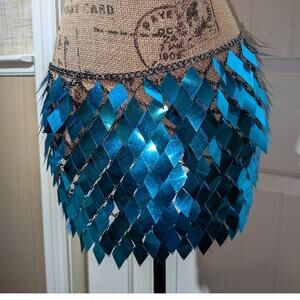 Fun Blue Sequin Chain Link Apron Belt 34"-45"